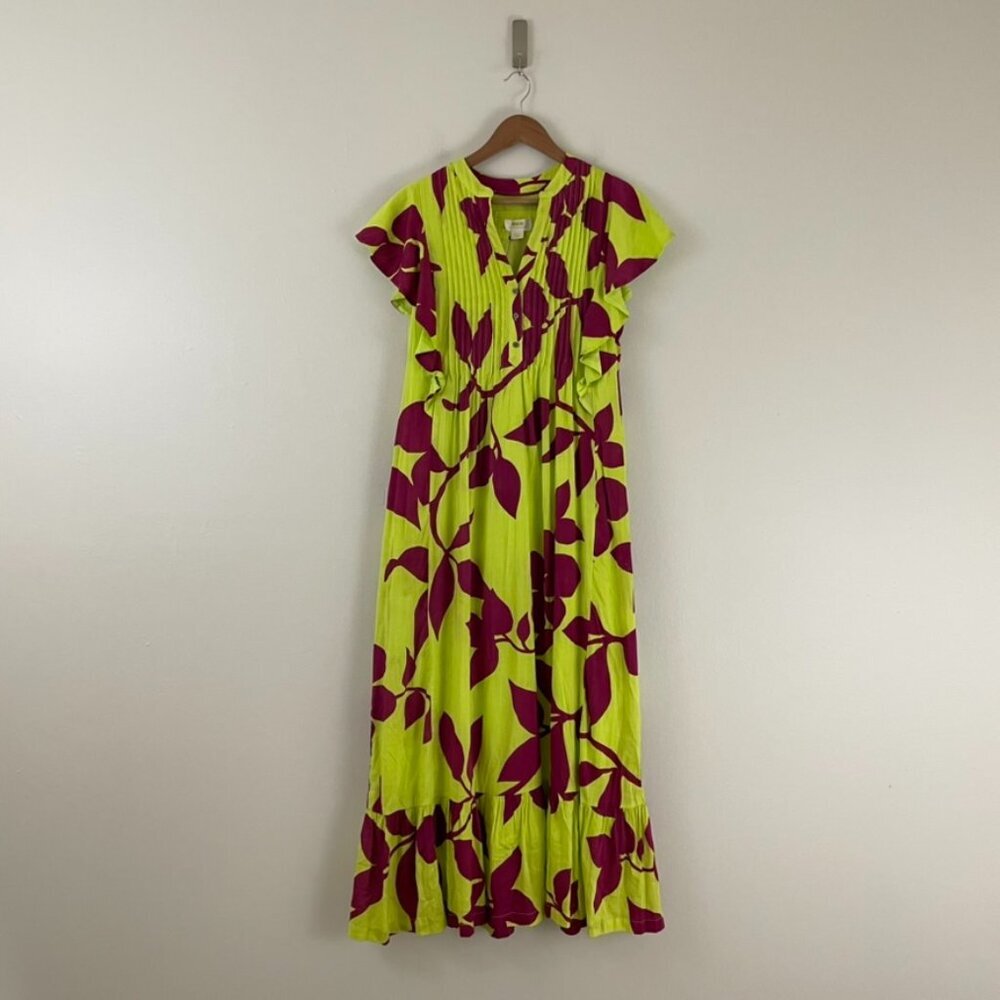 Anthropologie Maeve Cassandra Floral Maxi Dress in Green Size Small